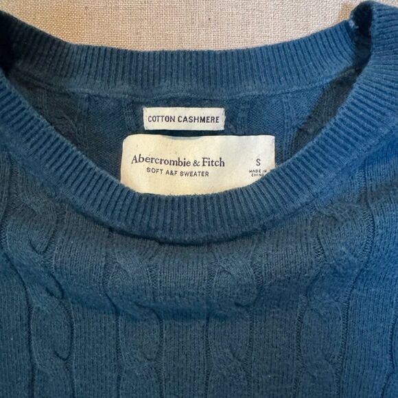 Abercrombie & Fitch Cable Knit Cotton Cashmere Y2K Sweater Blue Women’s Small - Picture 2 of 5